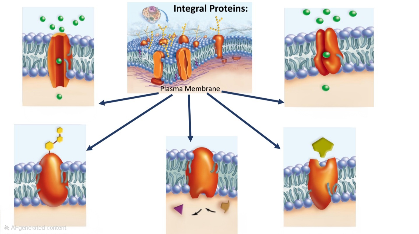 <p>What are the 5 types of Integral Proteins?</p>