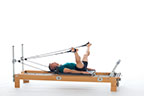 <p><strong>Setup</strong></p><ul><li><p>Lying supine in neutral spine position, legs straight on diagonal line (45 to 60 degrees), hips externally rotated, feet in straps, plantarflexed</p></li><li><p>Resistance: light to medium | <strong>Springs: 1B or 1R</strong></p></li></ul><p><strong>Movement</strong></p><ul><li><p>Inhale: Open legs</p></li><li><p>Exhale: Close legs, return to start position</p></li></ul><p><strong>Muscle Focus</strong></p><ul><li><p>Hip adductors</p></li><li><p>Spinal flexors</p></li><li><p>Spinal extensors</p></li></ul><p><strong>Objectives</strong></p><ul><li><p>Hip adductor strength</p></li><li><p>Hip adductor stretch</p></li><li><p>Pelvic lumbar stabilization</p></li></ul><p><strong>Cues</strong></p><ul><li><p>Maintain pelvic lumbar stabilization</p></li><li><p>Keep feet moving at consistent height from floor as legs open and close</p></li><li><p>Move within the limits of pelvic lumbar control</p></li></ul><p></p>