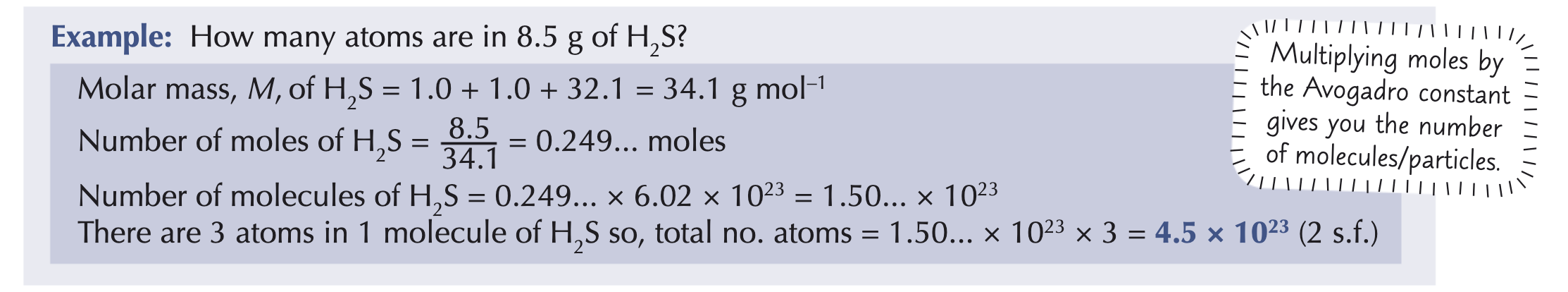 <p>By finding the moles, multiplying by the number of molecules and then multiplying by Avogadro’s constant.</p>