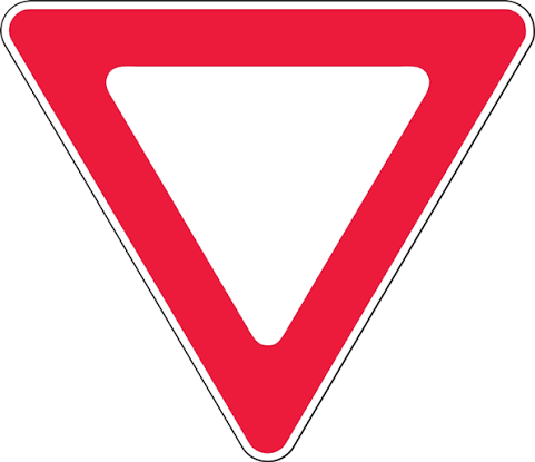 <p>Yield Sign — Reduce speed and be ready to stop if needed.</p>