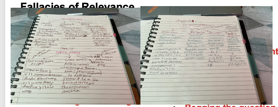 <p><span>•<strong>Personal attack </strong>(<em>Ad Hominem</em>).</span></p><p><span>•<strong>Attacking the motive</strong>.</span></p><p><span>•<strong>Look who’s talking</strong> (<em>Tu quoque</em>).</span></p><p><span>•<strong>Two wrongs make a right</strong>.</span></p><p><span>•<strong>Scare tactics</strong>.</span></p><p><span>•<strong>Appeal to pity</strong>.</span></p><p><span>•<strong>Bandwagon argument</strong>.</span></p><p><span>•<strong>Straw man</strong>.</span></p><p><span>•<strong>Red herring</strong>.</span></p><p><span>•<strong>Equivocation</strong>.</span></p><p><span>•<strong>Begging the question</strong>.</span></p>