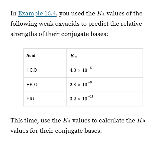 <p>Ranking questions</p><ol><li><p>Calculate Kb for all of them</p></li><li><p>List the Kb’s</p></li><li><p>Rank the Kb’s from strongest to weakest (the one closest to 0 is the strongest with the lowest exponet i.e 1e<sup>-2</sup> > 1e<sup>-4</sup></p></li></ol><p></p>