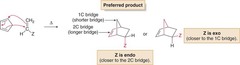 <p>Alkene R is cis to outer diene R0. </p><p>Favored over exo.</p>