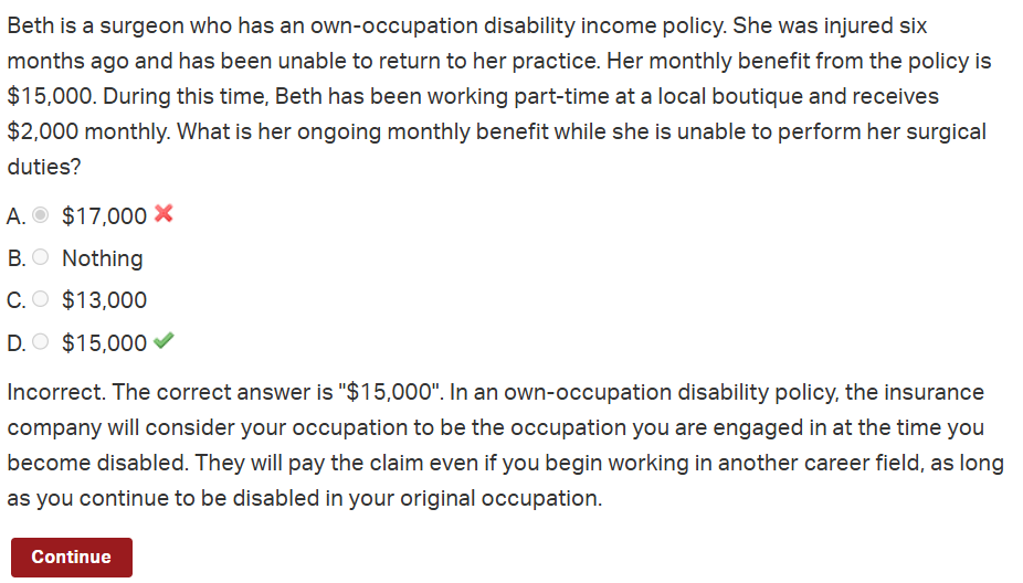 <p>Own occupation disability income insurance</p>