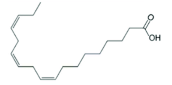 <p>What essential fatty acid is this? (HINT: 18:3 <sub>Ωcis 3,6,9 </sub>OR 18:3<sub> Δcis 9,12,15</sub>)</p>