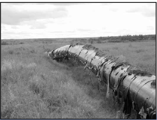 <p>Related to permafrost</p><p></p><p>ex. Pipeline raised above ground as a consequence of buckling in association with frost heave.</p>