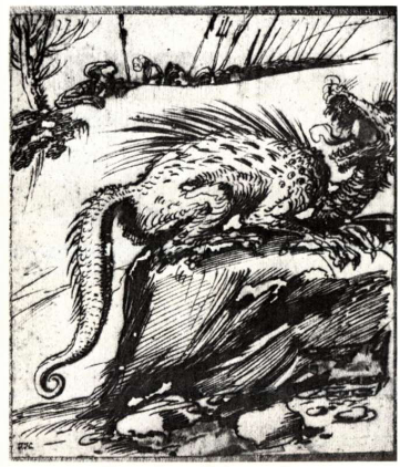 <p>Le Guerchin, <em>Dragon observé par des spectateurs à l’abris d’un mur</em>, vers 1650. Edimbourg.</p>