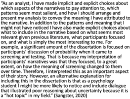 <p><strong>Qualitative research does not provide a _______________.</strong></p><p>Acknowledge there is more than one way of making meaning from the data</p><ul><li><p>More than one “story” could be told about any given data set</p></li></ul><p>Qualitative research is subjective– there is more than one story to be told</p><p></p>