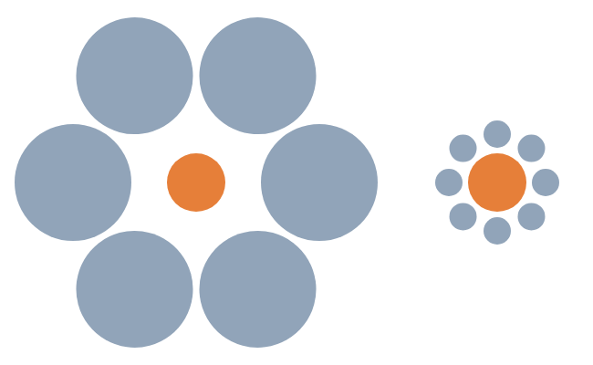 <ul><li><p>Orange balls appear in different sizes</p></li><li><p>However our hands will not reach differently for the different orange balls</p></li><li><p>This also plays a part in how we design packages and how our thinking is different from our unconscious actions.</p></li></ul><p></p>
