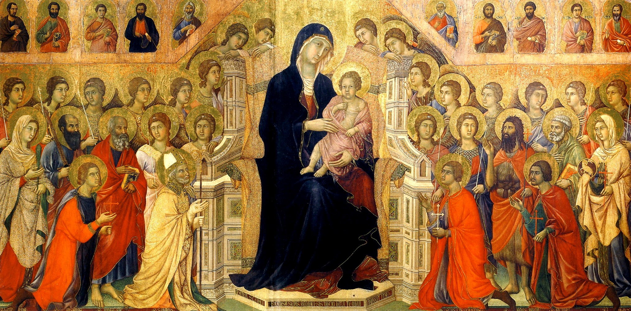 <p><span style="background-color: transparent;">fast-drying painting medium, colored pigments mixed with a water-soluble binder, usually egg yolk, used for Giotto’s <em>Madonna and Child Enthroned</em> and Duccio’s <em>Maestà Altarpiece</em></span></p>