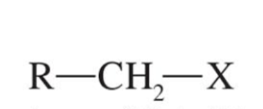 <p>halogen carbon bonded to 1 carbon</p>