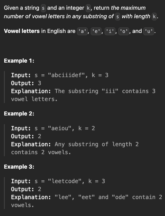 <p><strong>Maximum Number of Vowels</strong></p>
