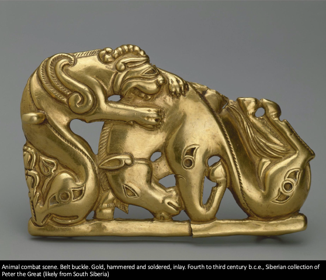 <p><span>Belt buckle of animal combat</span></p>
