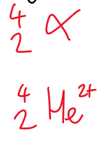 <p>It is the nucleus of helium-4 </p><p>High ionising power</p><p>2-3cm in air</p>