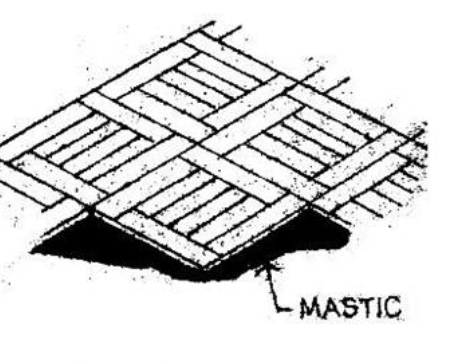<p>The <strong>tiles are glued to the cement floor face down;</strong> when dry, paper is wet and stripped off the tile surface; sanded and primed to finish.</p>