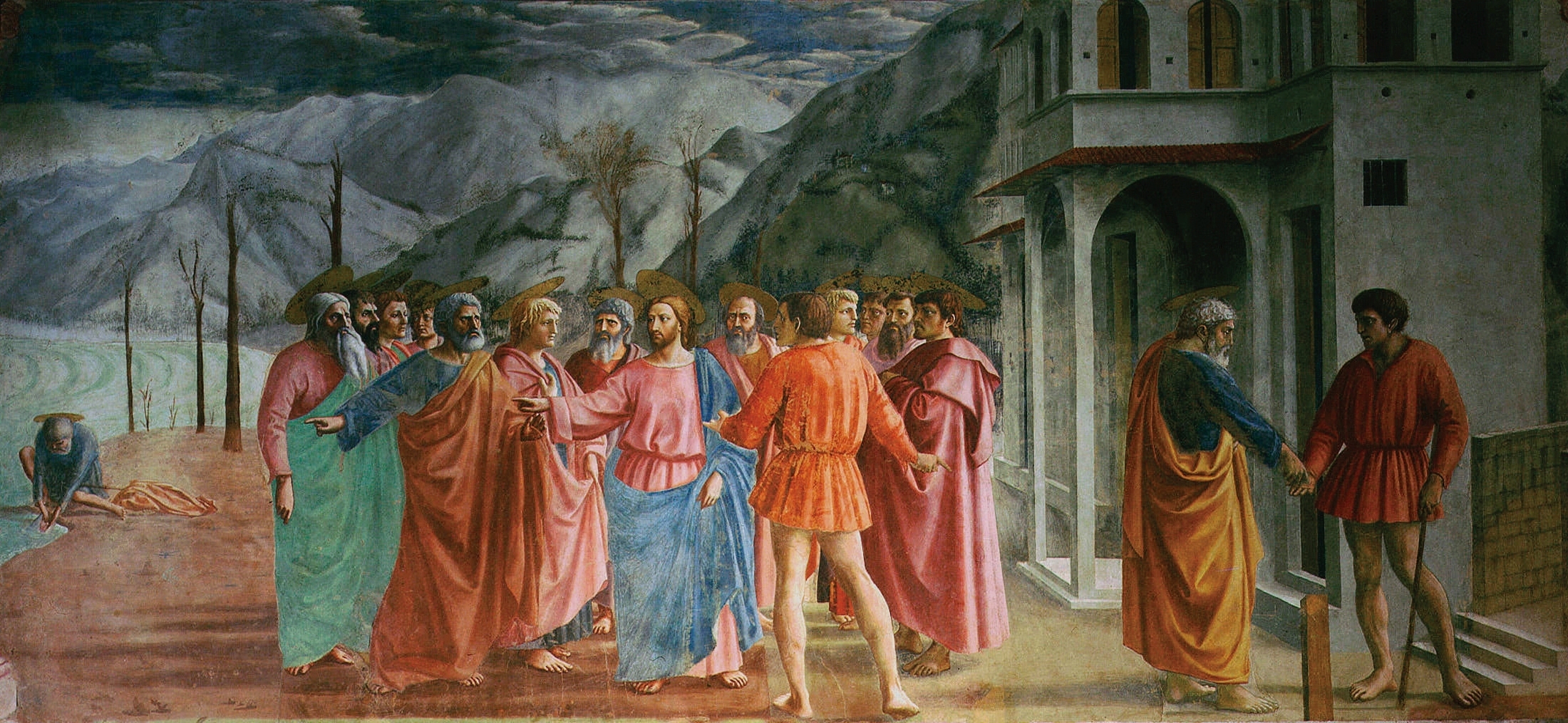 <p><span style="line-height: 19.425px;">Describe Masaccio’s <em>The Tribute Money </em>(1425,)</span></p>