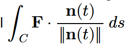 <p><span>the rate of a fluid flowing across a curve in a vector field; </span></p>