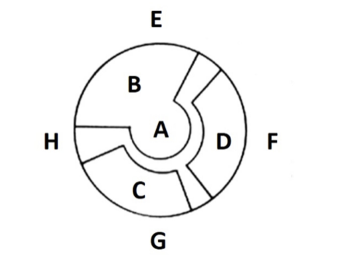 <p>Which coronary artery primarily supplies region "D" ?</p><p>a. Left Anterior Descending (LAD) artery</p><p>b. Right Coronary Artery (RCA)</p><p>c. Left Circuflex (LCx) artery</p><p>d. Obtuse Marginal (OM) artery</p>