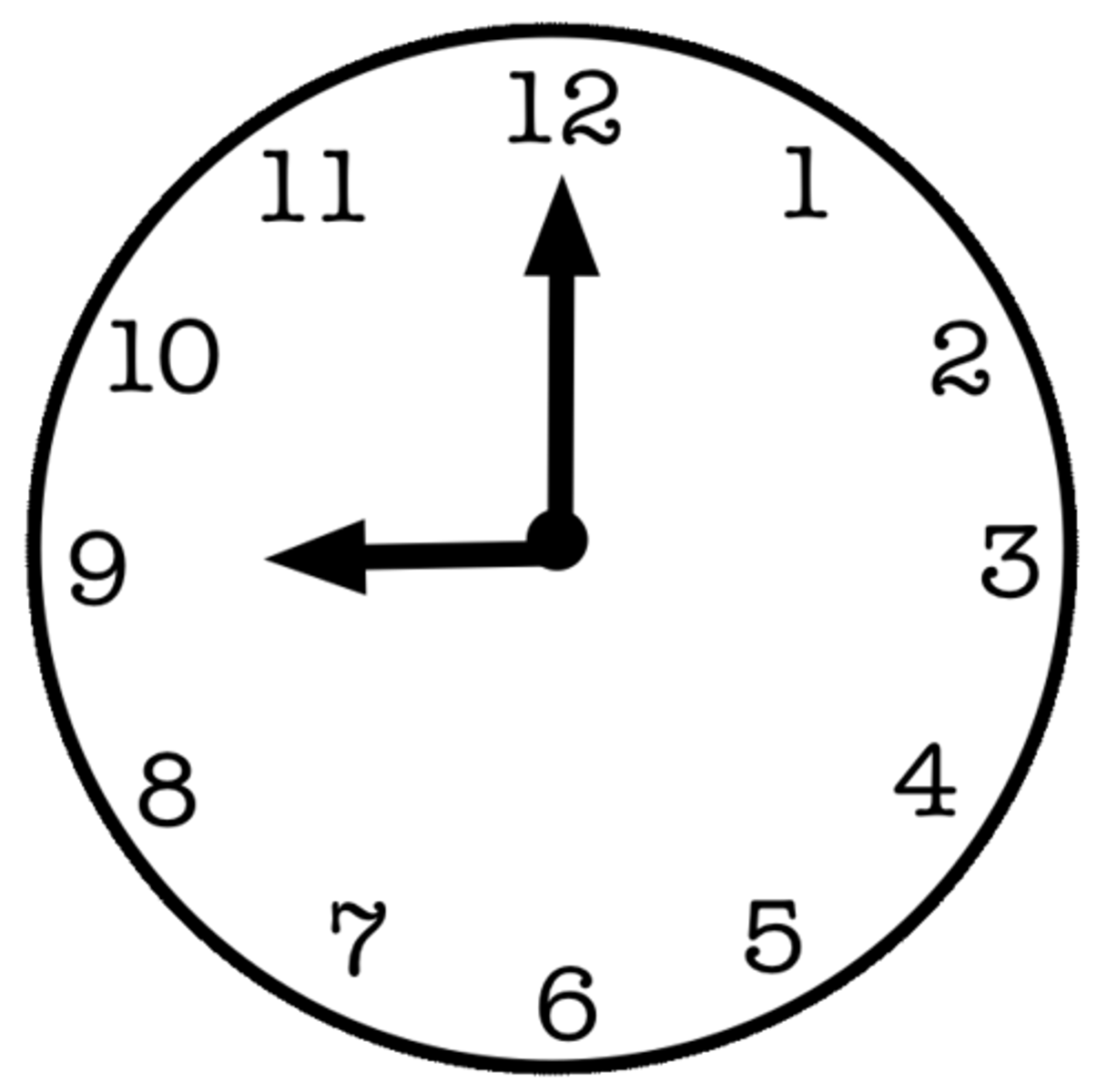 <p>At nine o'clock</p>