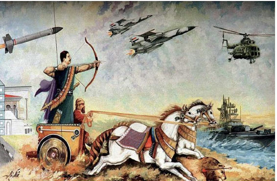 <p>Ancien dirigeant de l'Irak, il est mentionné comme un exemple de récupération politique de l'Antiquité. Une peinture murale le représentait notamment sous les traits du souverain babylonien Nabuchodonosor.</p>