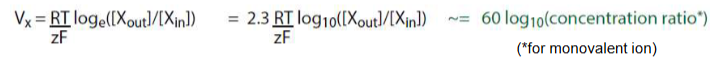 <p>by the Nernst Equation </p>