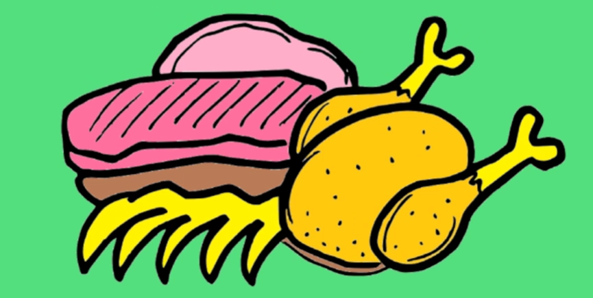 <p>Sie essen Fleisch</p>