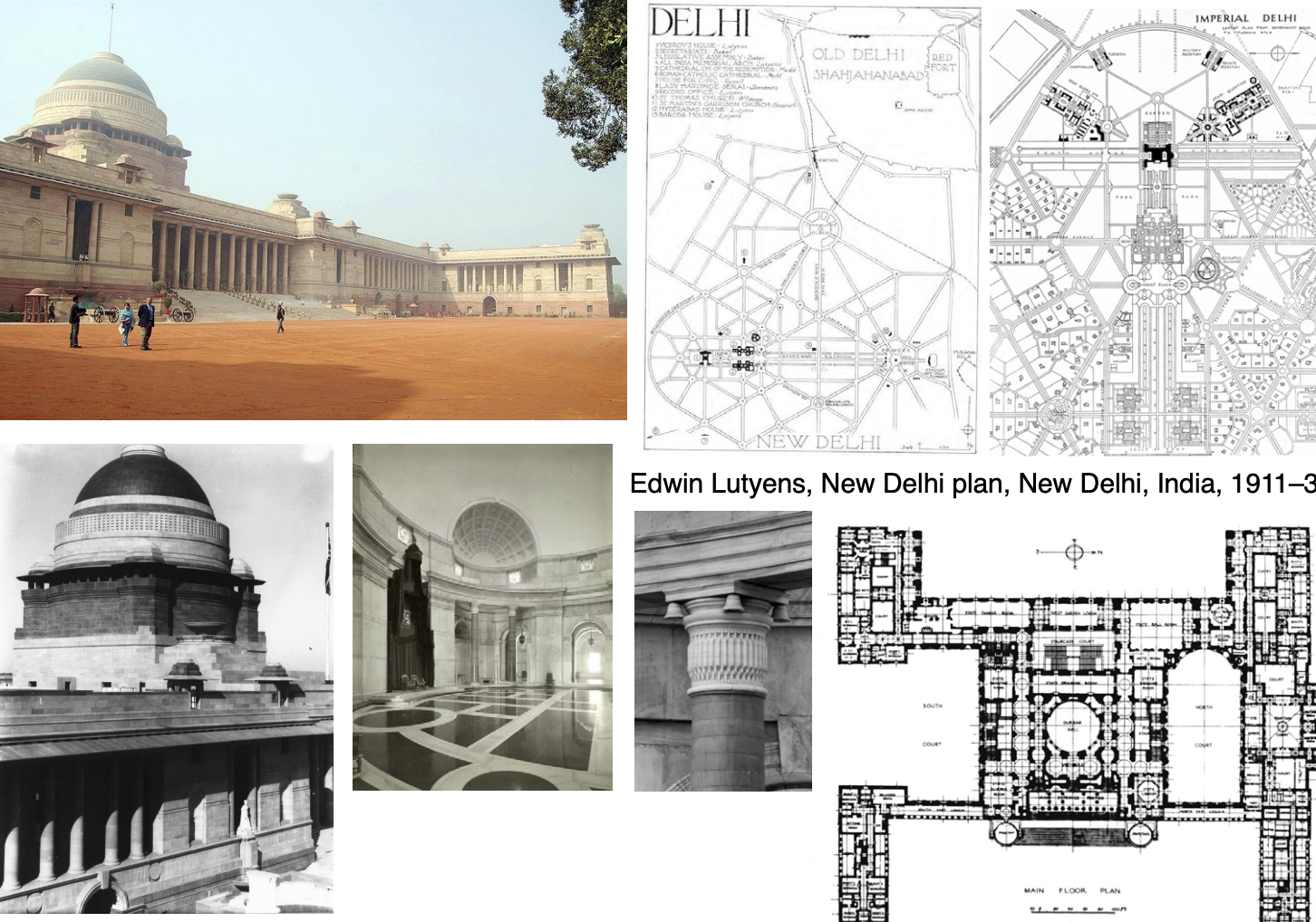 <p>British control of India. Built by 29,000 Indian laborers, can operate 6,000 servants. Small elements of Indian architecture implemented through an orientalist lens, including chattris and stupa-like structures, but otherwise based on Roman architecture. Use of traditional red sandstone of the region. Palladian, Georgian interior. Delhi order of column capitals based on patterns in Indian architecture and religion (Jainism). Associative architecture</p>