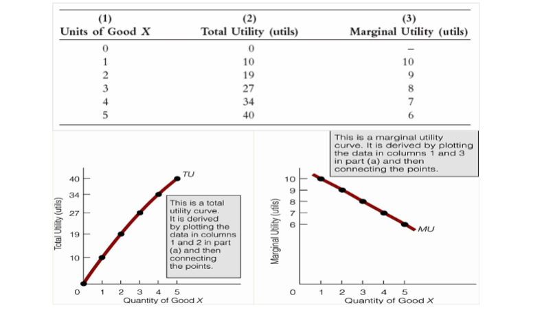 <ul><li><p class="Paragraph SCXO78188343 BCX0" style="text-align: left;"><span style="background-color: inherit; line-height: 20.7px; color: windowtext;">Both total utility and marginal utility are expressed in utils</span><span style="line-height: 20.7px; color: windowtext;">&nbsp;</span></p></li><li><p class="Paragraph SCXO78188343 BCX0" style="text-align: left;"><span style="background-color: inherit; line-height: 20.7px; color: windowtext;">Marginal utility is the change in total utility divided by the change in the quantity consumed of the good</span><span style="line-height: 20.7px; color: windowtext;">&nbsp;</span></p></li></ul><p></p>