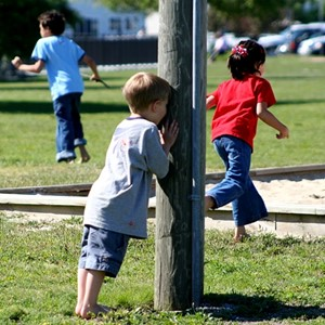 <p>hide</p><p>To hide is to try not to let others see you.</p>