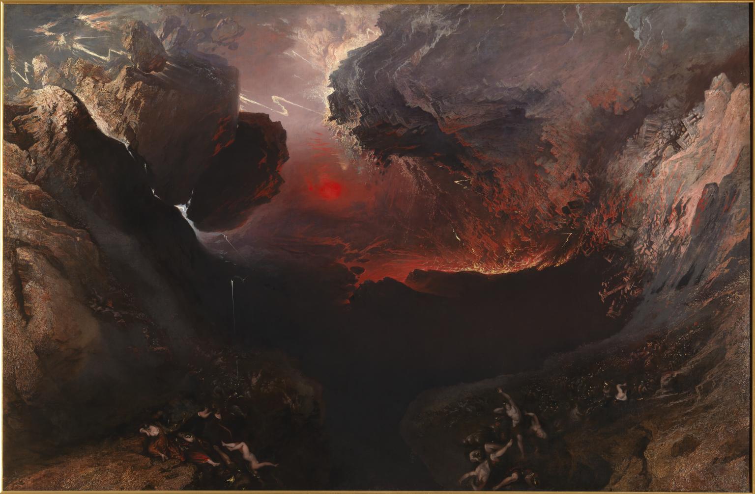 <p>Dramatic apocalyptic landscape showing divine destruction amplified by industrial-era scale, inspired by the book of revelation</p>