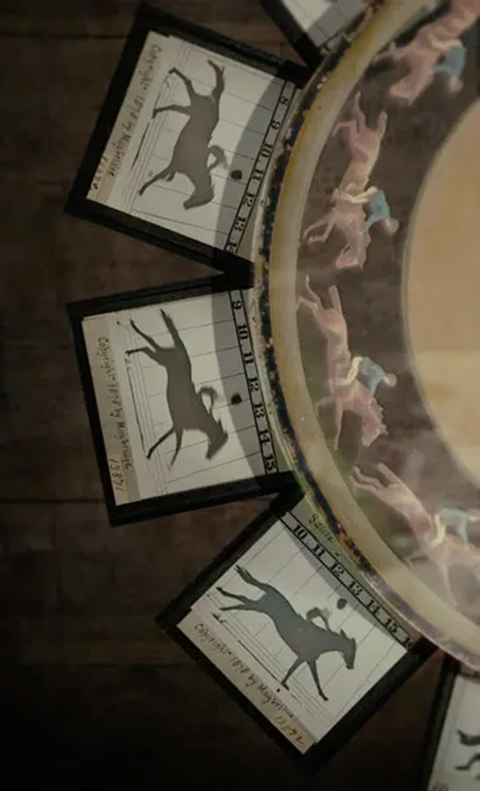 <p><span><strong>Grandfather of Cinema:</strong></span></p><p></p><p><span>•Animal locomotion</span></p><p><span>•Motion-stop motion</span></p><p><span>•zoopraxiscope in 1879</span></p><p style="text-align: left;"></p><p><span>**Captured motion on camera he built</span></p><p style="text-align: left;"></p><p><span>**First motion picture-movie</span></p>