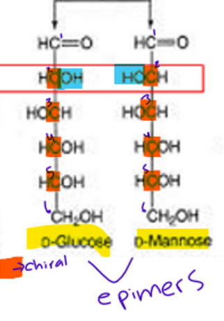 <p>2 molecules that differ in one chiral carbon </p>