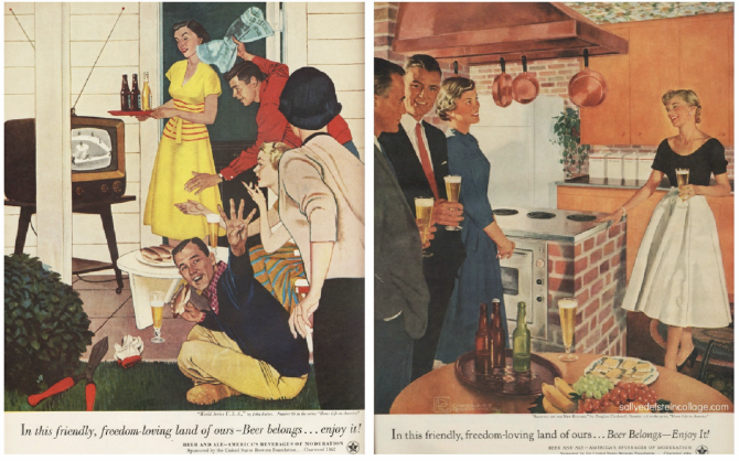 <p><span style="background-color: transparent;">United States Brewers Foundation created advertisements linking beer consumption with American identity and leisure. These ads reflected suburban lifestyles and postwar prosperity in the United States. Urban studies scholars view such imagery as part of the broader culture of consumerism shaping metropolitan life. It also illustrates how advertising helped construct a national urban middle-class identity.</span></p>