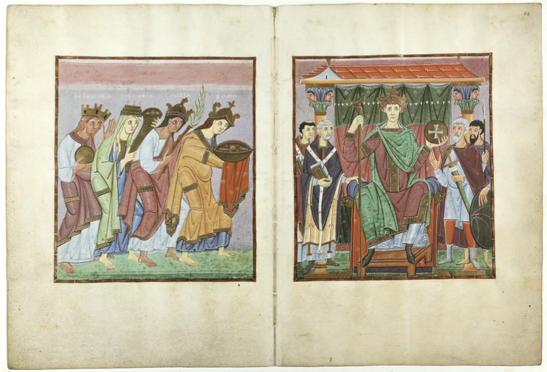 <p><span><em>Gospels of Otto III</em>, c. 1000, ink, gold, paint, parchment, each page 33.4 x 24.2 cm&nbsp;</span></p>