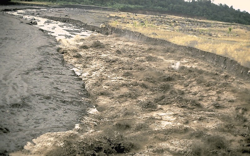 <ul><li><p>Mudflow from interaction with ash/rock and water </p></li><li><p>Follow stream valleys </p></li><li><p>Can result from melting of summit glaciers or snowpack </p></li><li><p>a violent, fast-moving mixture of water, volcanic ash, and debris that flows down volcano slopes like wet concrete, reaching speeds over</p></li></ul><p></p>