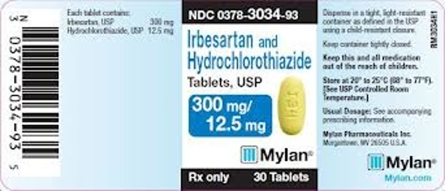 <p>Generic Name: Ibesartan+Hydrochlorothiazide</p><p>Therapeutic Class: Angiotensin II receptor blocker</p><p>Indication: High blood pressure</p>
