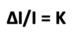 <p>Weber’s Law: </p><p>ΔI is the JND</p><p> I is the reference stimulus</p><p> K is a constant, the Weber fraction</p>