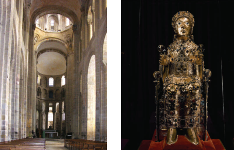 <p>Title: Church of Sainte-Foy </p><p>Artist: Unknown</p><p>Cultural/Art History Period: Romanesque Europe </p><p>Medium: Stone (architecture); stone and paint (tympanum); gold, silver, gemstones, and enamel over wood (reliquary) </p>