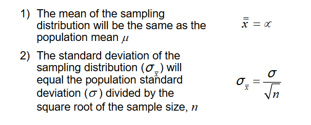 <p>States that regardless of the distribution of the population, the distribution of sample means drawn from the population will tend to follow a <em>normal curve</em></p>
