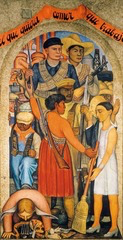 <p>This mural below would MOST likely be used by a teacher to ask students to analyze:</p>