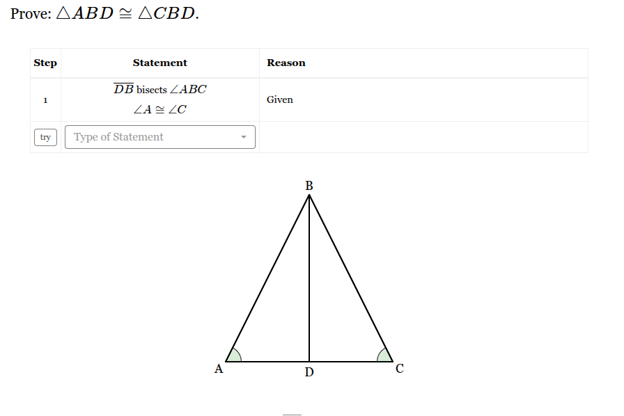 <p>Fill out the rest of the statement/reason table to prove the triangles are similar</p>