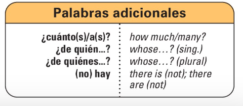 <p>Palabras adicionales</p>