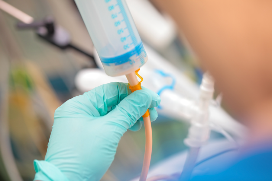 <p>Enteral tubing med admins have a specific order. What is the FIRST thing you do BEFORE administering anything?</p>