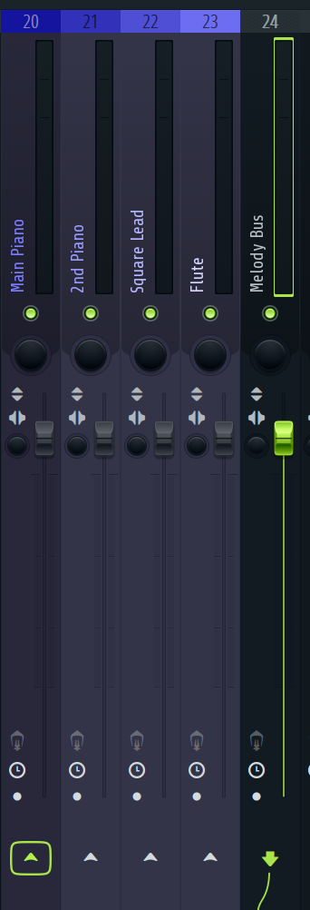 <p>To route this melody group to the “Melody bus” you ? click the arrow</p>