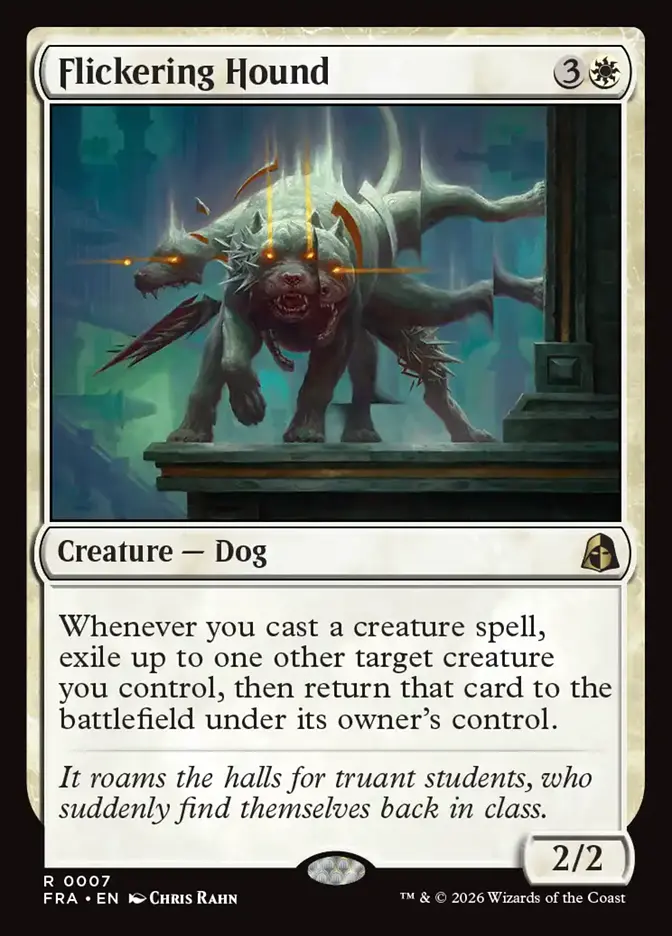 <p><span>Whenever you cast a creature spell, exile up to one other target creature you control, then return that card to the battlefield under its owner’s control.</span></p>