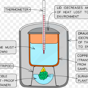 <ul><li><p>termometer to measure the temperature change</p></li><li><p>stirer to distribute the heat evenly</p></li><li><p>insulated air to prevent heat loss to the surroundings</p></li></ul><p></p>
