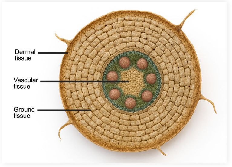 <p>Provides structural support and accounts for most of the plant’s mass</p><ul><li><p>All non-vascular and non-dermal tissue</p></li></ul><p></p>