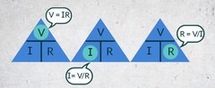 <p>V = IR, where V is voltage, I is current, and R is resistance.</p>