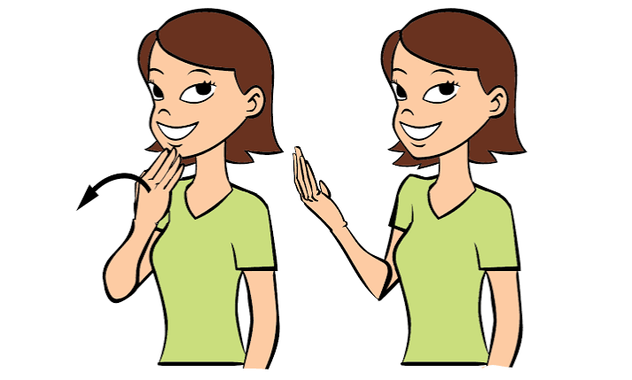 <p>Palms towards signer, finger tips touching chin, bring out.</p>