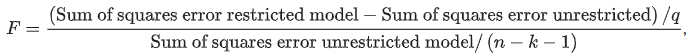 <p><em>q</em><span> is the number of restrictions</span></p>